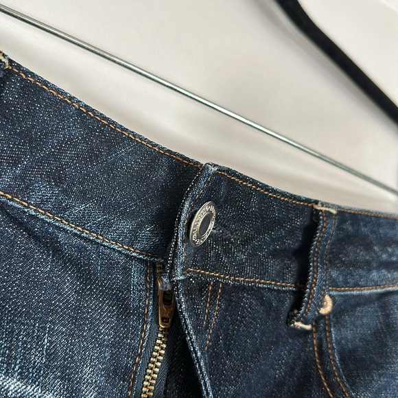 American Eagle Blue Frayed Hem High Rise Festival Denim Jean Shorts - Picture 4 of 10